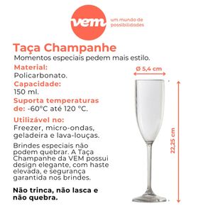 Taça de Champanhe 150ml Coral em Policarbonato - Linha Tendências VEM
