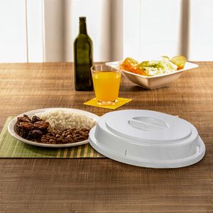 Cloche Elegance Redondo 24,5cm Branco em Policarbonato  - Linha Profissional Cook VEM