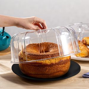 Boleira Elegance Redonda Com Tampa 30cm Preta em Policarbonato - Linha Profissional Cook VEM
