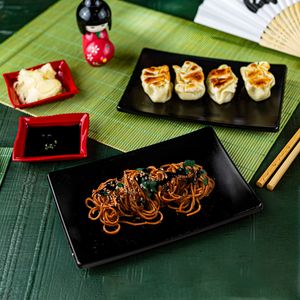 Prato Oriental Retangular 14x20 Preto em Policarbonato - Linha Profissional Cook VEM