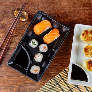 Prato Para Sushi Retangular 11,5x19,5 Preto em Policarbonato - Linha Profissional Cook VEM
