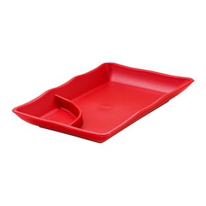 Prato Para Sushi Retangular 11,5x19,5 Vermelho em Polipropileno - Linha Tropical VEM
