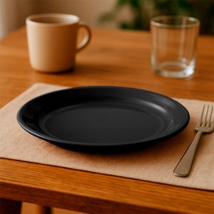 Prato Elegance Raso Redondo 25cm Preto em Polipropileno - Linha Tropical VEM