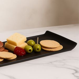 Bandeja Servir Retangular 15x40 Preta em Policarbonato - Linha Profissional Cook VEM